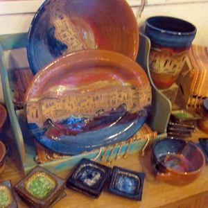 Artistic pottery on display at White Sands Trading Company
